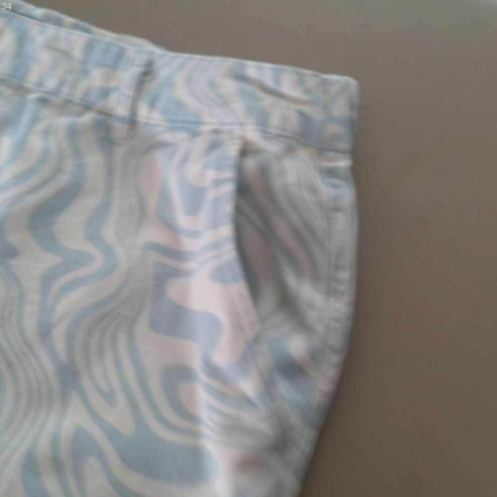 FOREVER 21+ Button & Zip Elastic Waist White w/Light Blue Swirl Design Pants 1XL - Picture 5 of 13